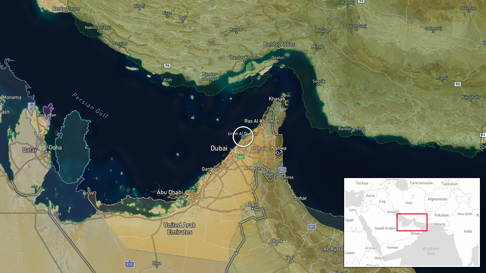Umm Al Quwain beaches, Umm Al Quwain, UAE — Report location map