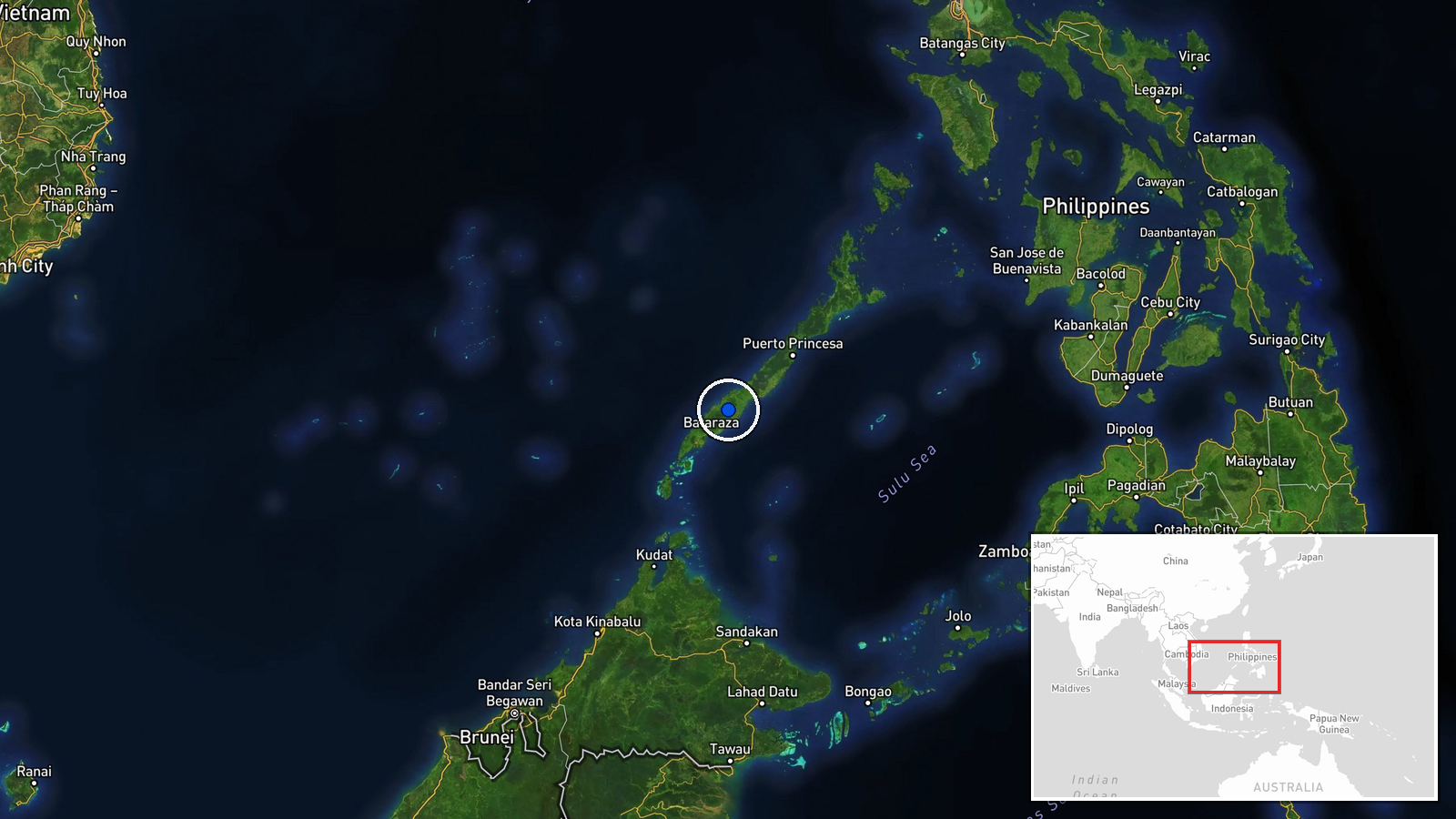 Lawak Island, Kalayaan Island Group, Palawan, Philippines — Security location map