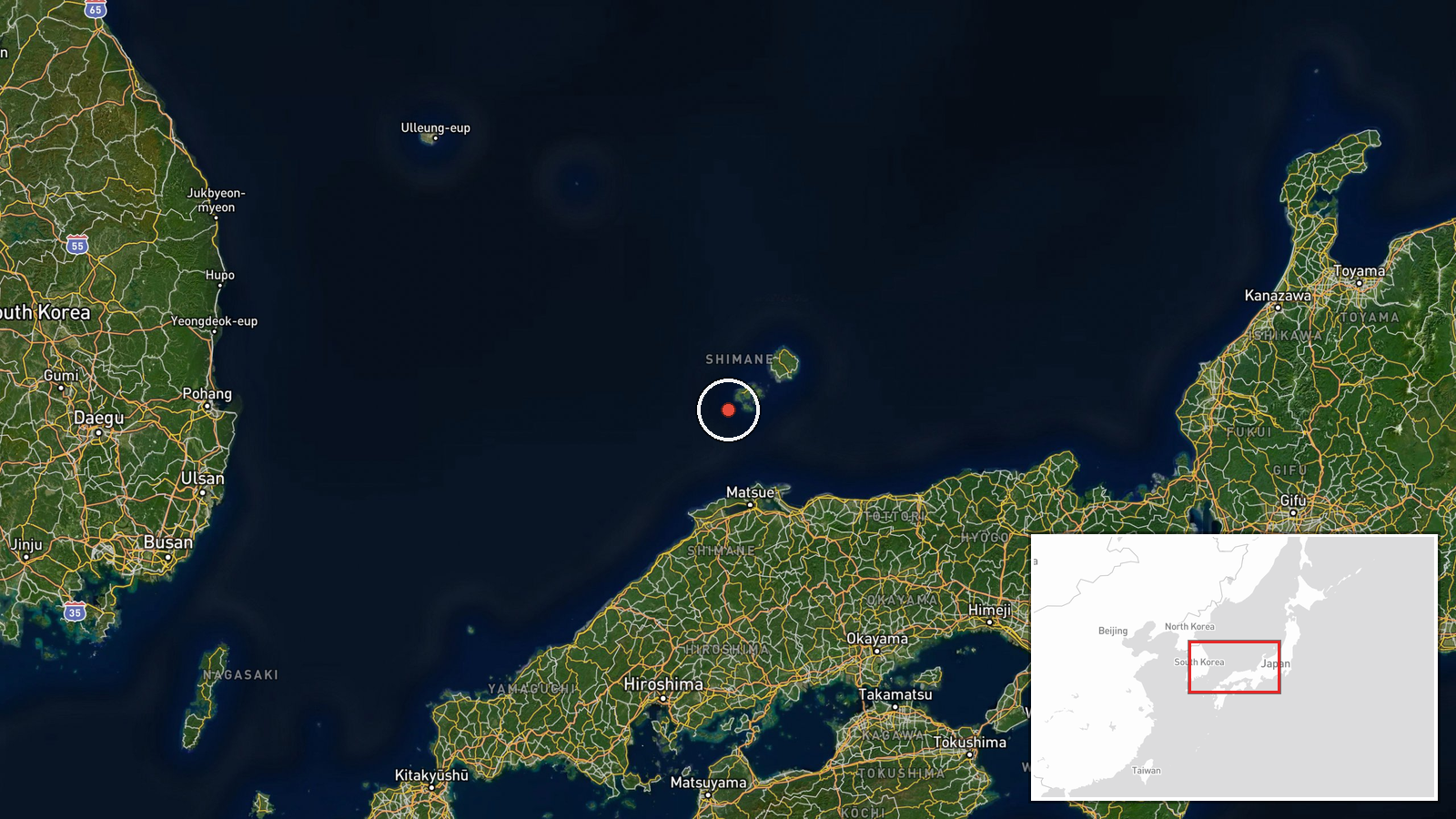 Sea of Japan off Shimane Prefecture, Japan — Combat Aircraft location map