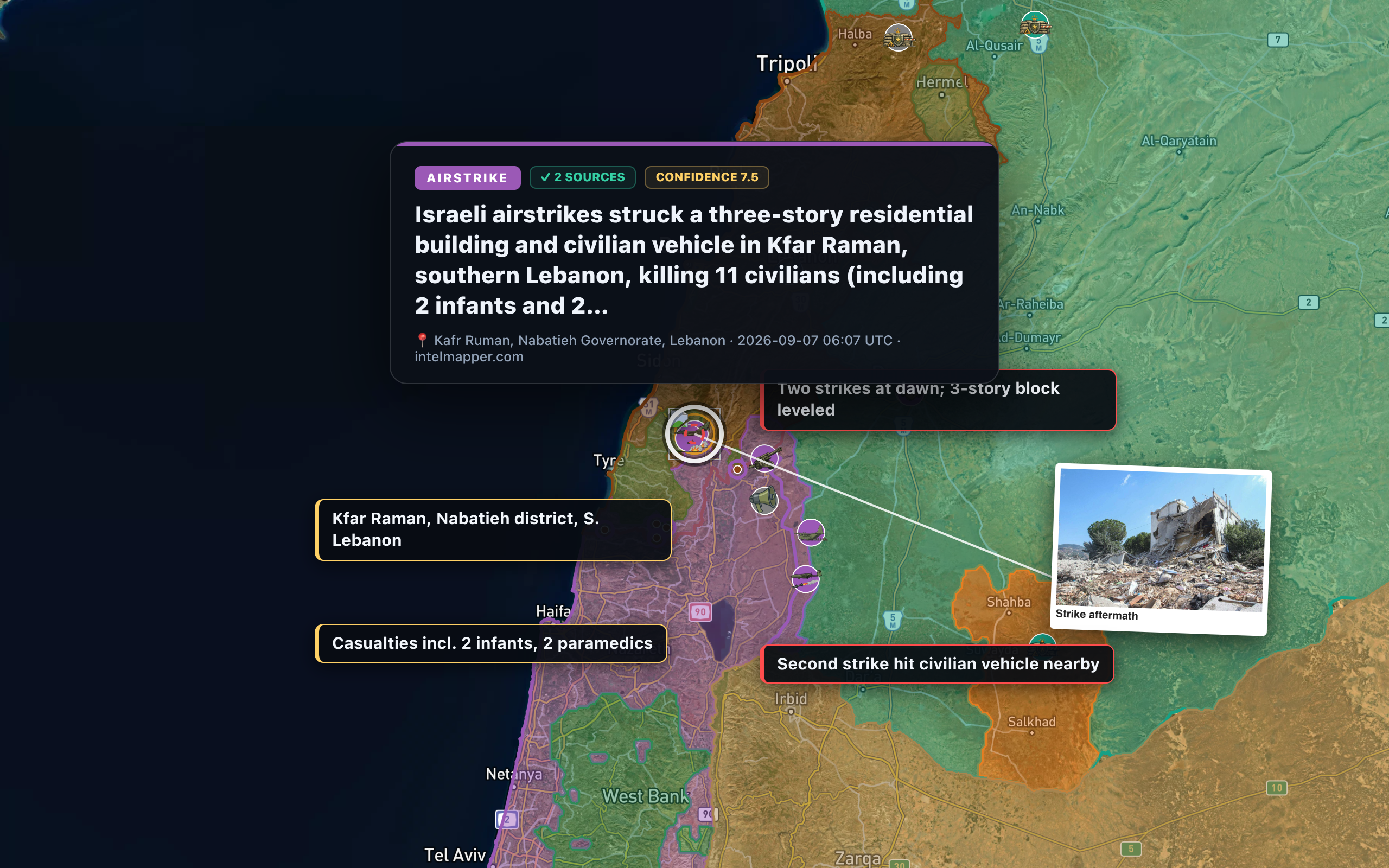 Kafr Ruman, Nabatieh Governorate, Lebanon — annotated map