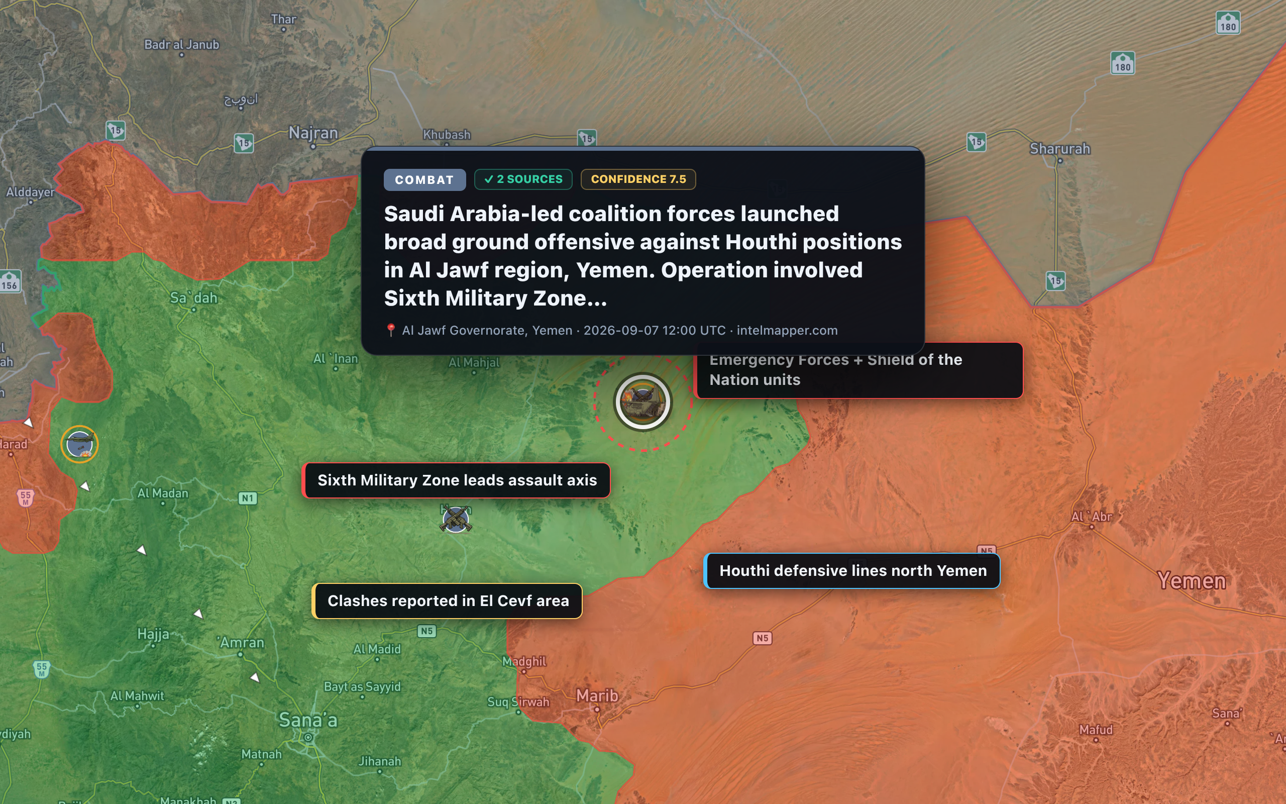 Al Jawf Governorate, Yemen — annotated map