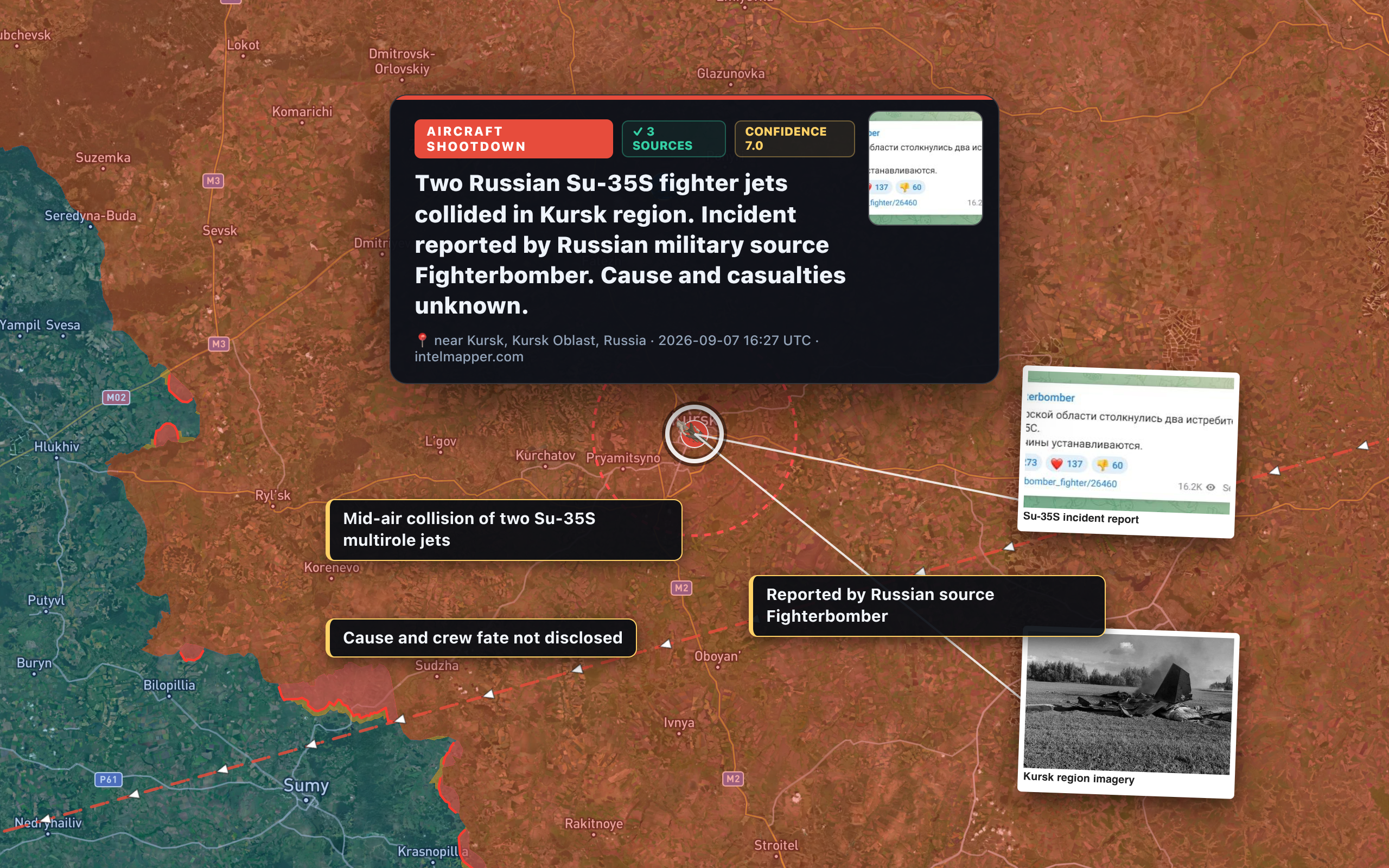 near Kursk, Kursk Oblast, Russia — annotated map