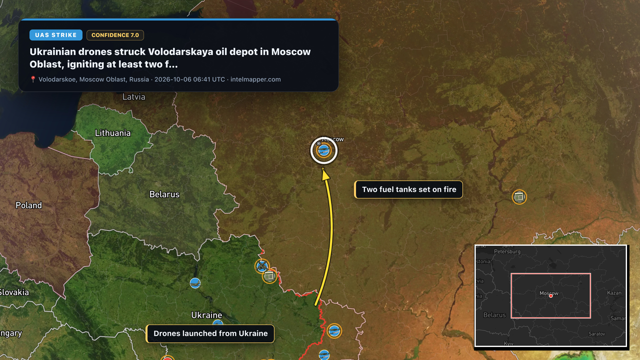 Volodarskoe, Moscow Oblast, Russia — annotated map