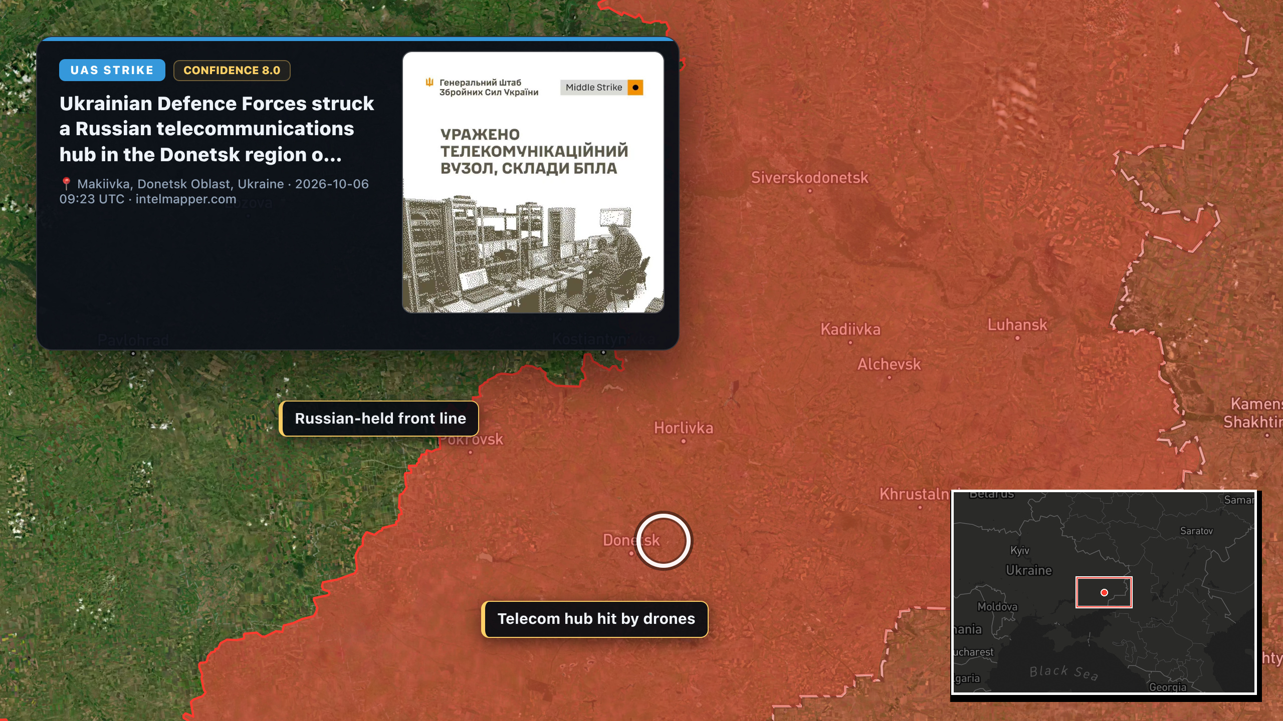 Makiivka, Donetsk Oblast, Ukraine — annotated map