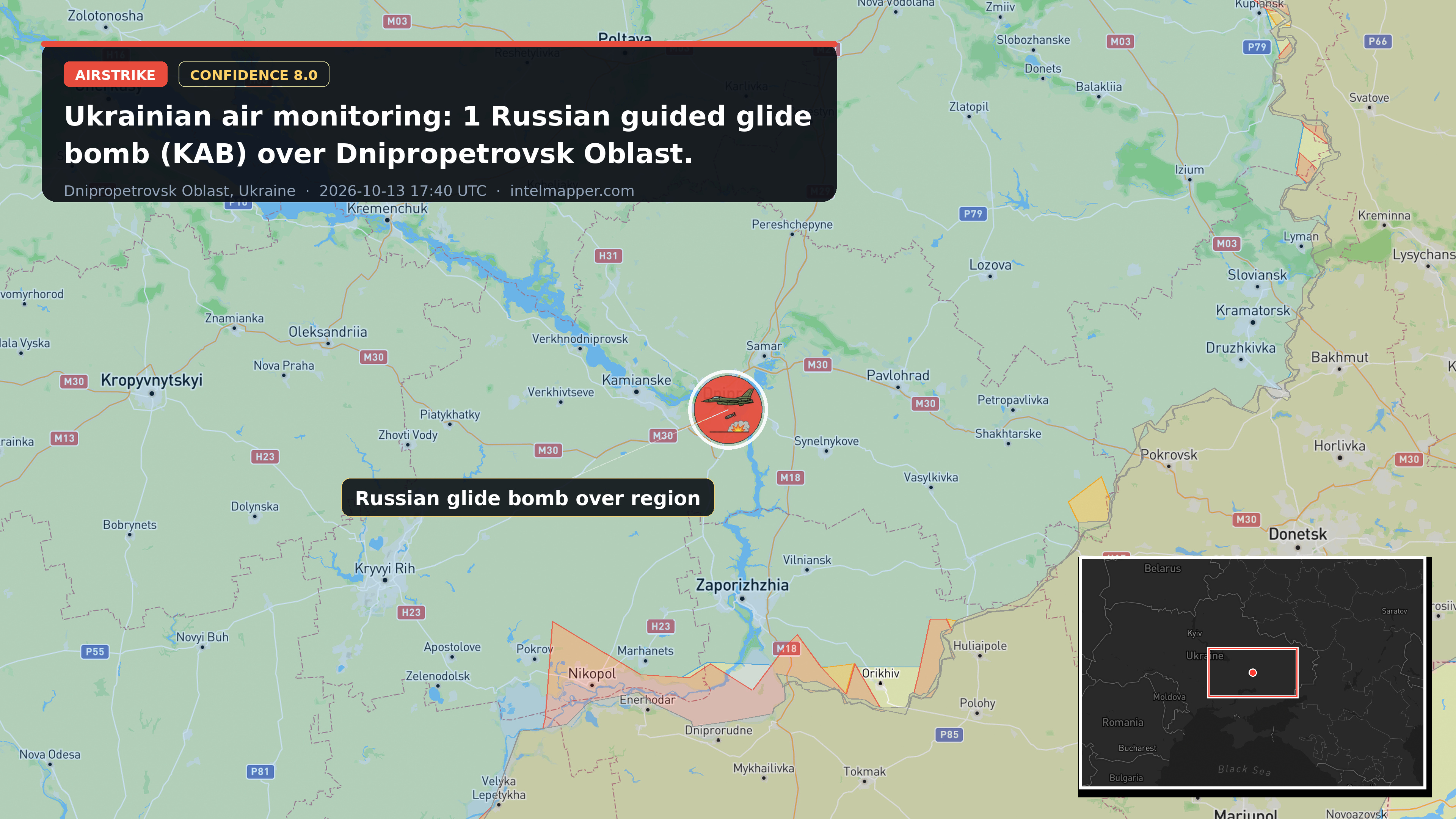 Dnipropetrovsk Oblast, Ukraine — annotated map