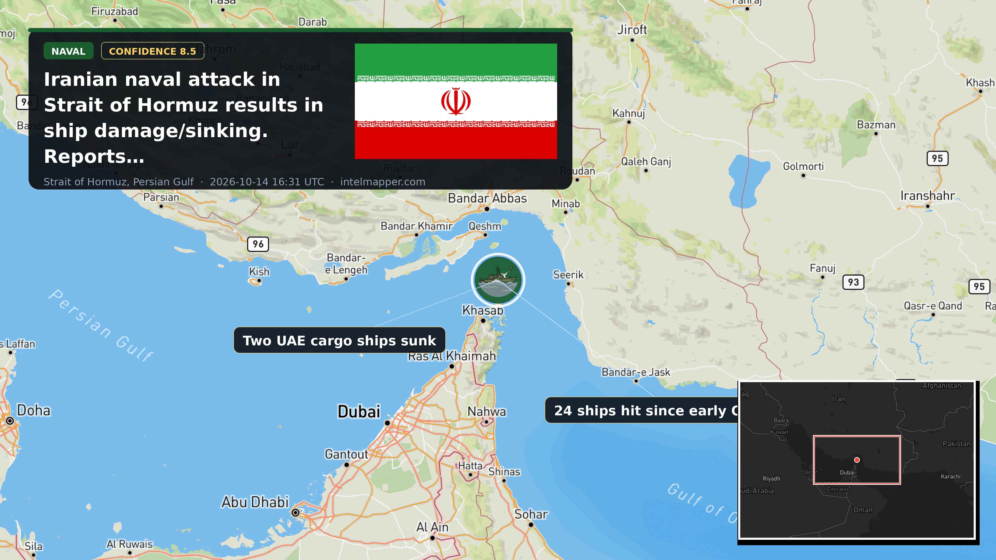 Strait of Hormuz, Persian Gulf — annotated map
