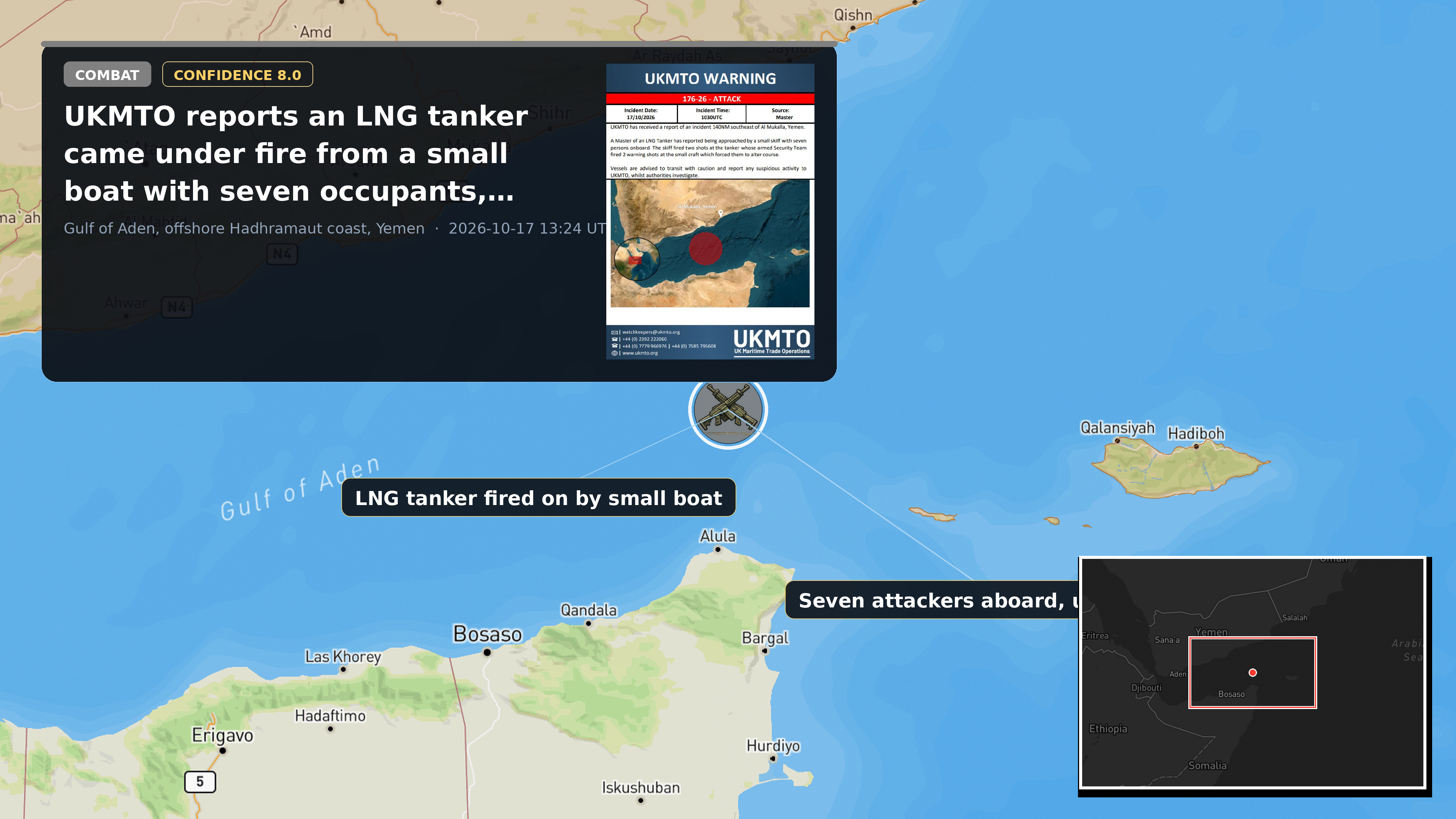 Gulf of Aden, offshore Hadhramaut coast, Yemen — annotated map