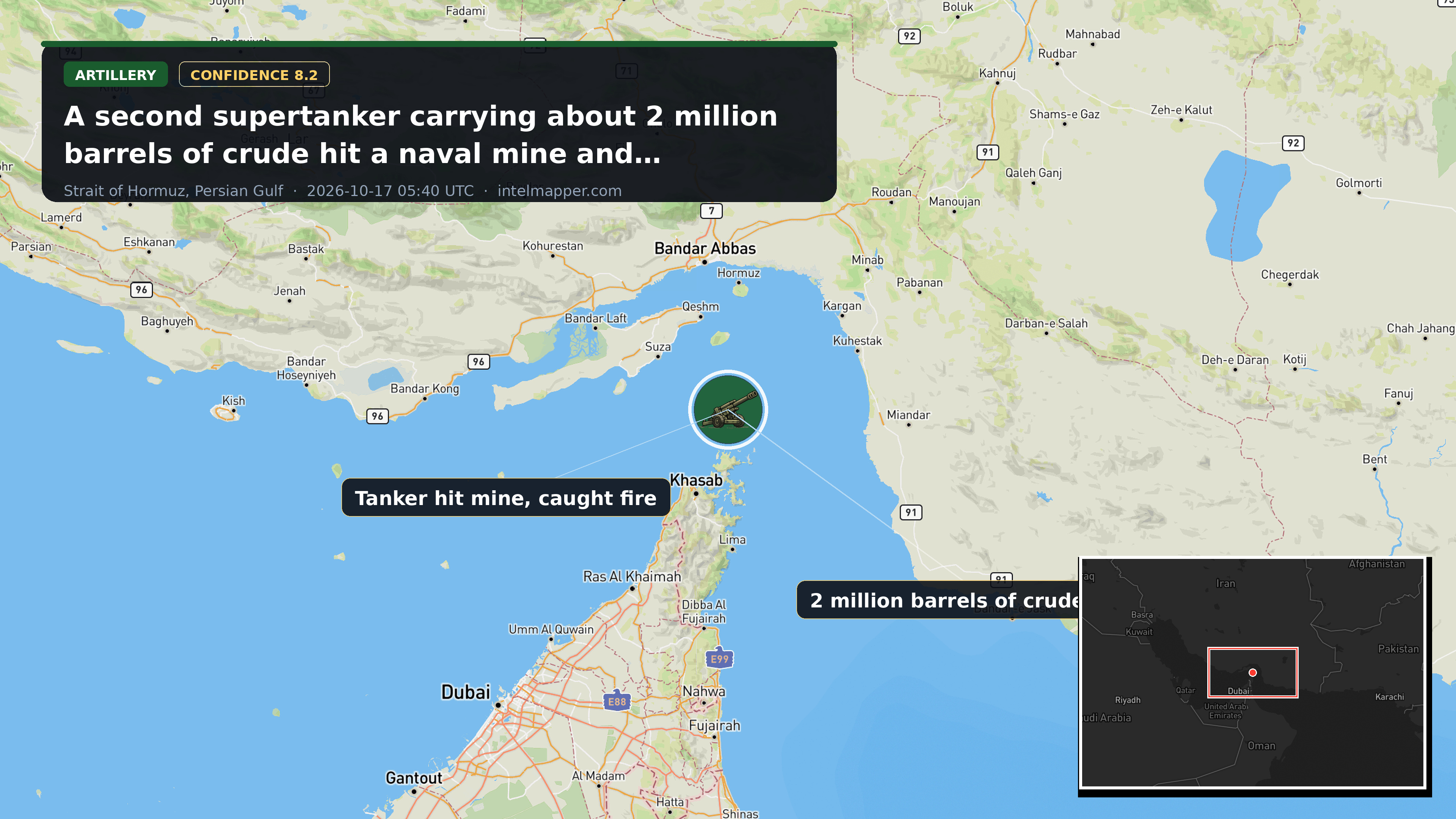 Strait of Hormuz, Persian Gulf — annotated map
