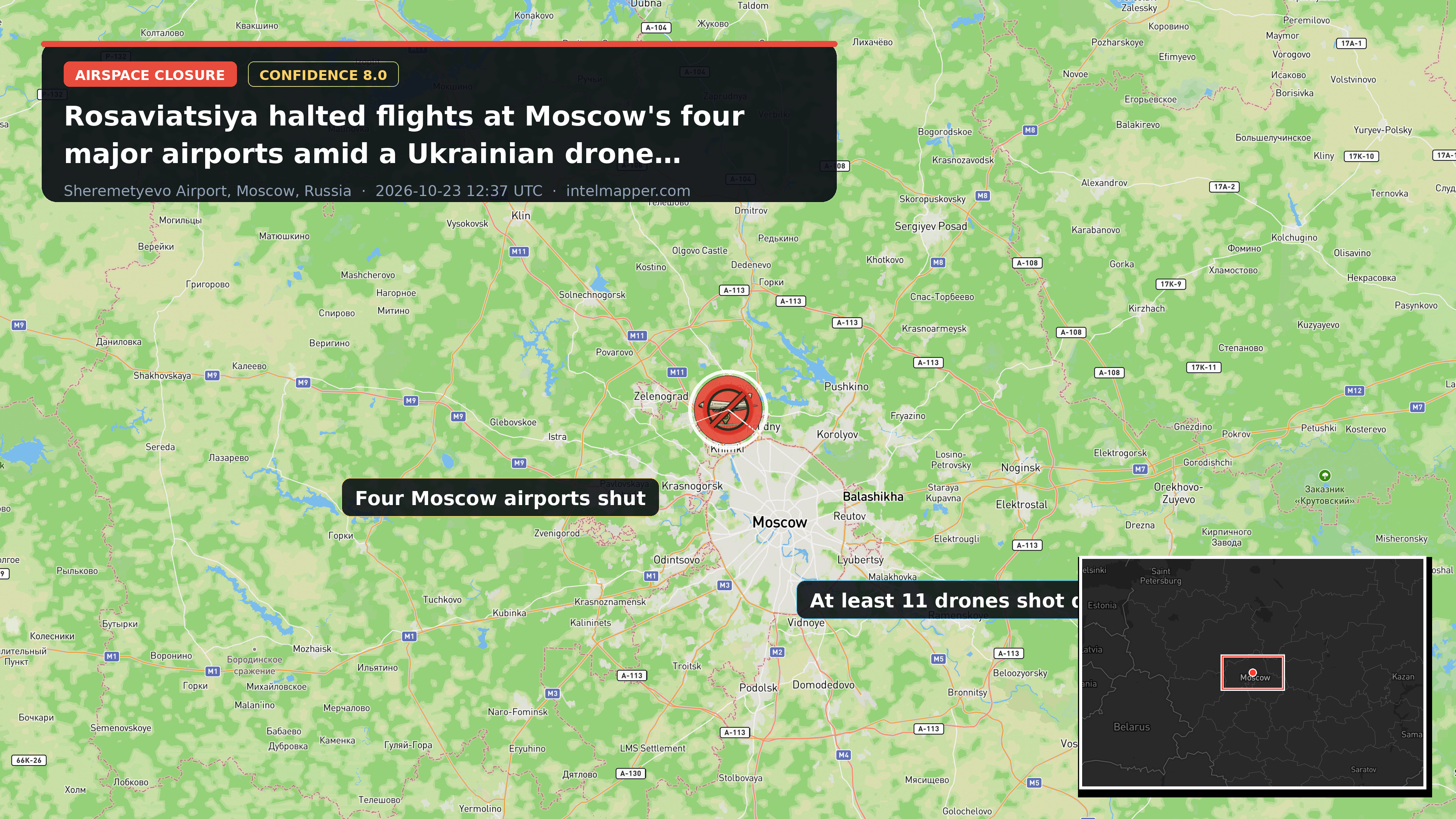 Sheremetyevo Airport, Moscow, Russia — annotated map